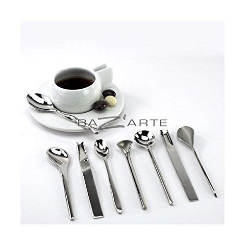 Alessi Cucharas de Diseño para Café en Acero Inoxidable 18/10 Brillante, Set De 8, única
