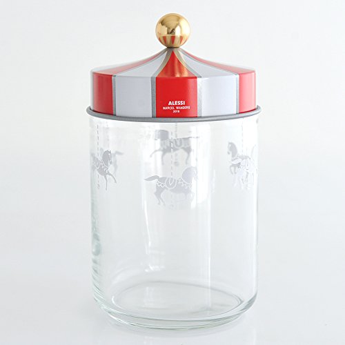 Alessi Mw30/100 circo Jar en cristal con tapa hermética la serigrafía en Hojalata. 100 cl