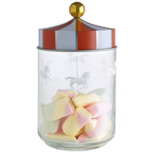 Alessi Mw30/100 circo Jar en cristal con tapa hermética la serigrafía en Hojalata. 100 cl