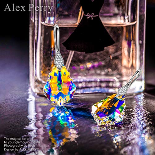 Alex Perry Joyas para Ella, Pendientes de Mujer, Plata de Ley 925, Cristal Fucsia de Swarovski, Aurora, Diseño Sutil y Glamoroso, Cadena Ajustable