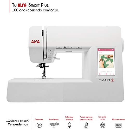 Alfa Smart Plus - Máquina de Coser electrónica, Blanco, 100 Puntadas