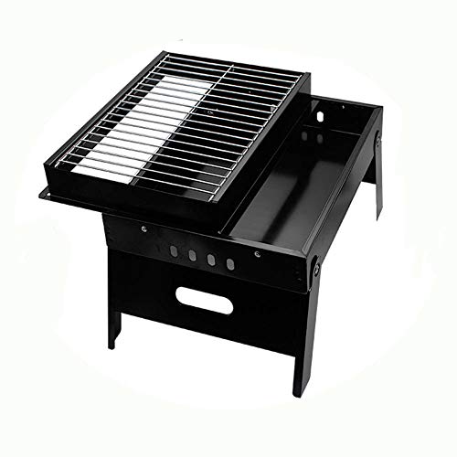 AlfaView Barbacoa Portátil Plegable, Parrilla de Carbón, BBQ Recubrimiento de Pintura Negra a Alta Temperatura, Prevenir El Óxido y Fácil de Limpiar, para Barbacoas en El Jardín, Picnic