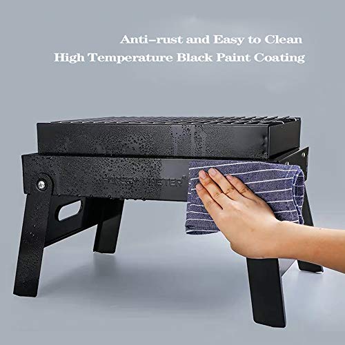 AlfaView Barbacoa Portátil Plegable, Parrilla de Carbón, BBQ Recubrimiento de Pintura Negra a Alta Temperatura, Prevenir El Óxido y Fácil de Limpiar, para Barbacoas en El Jardín, Picnic