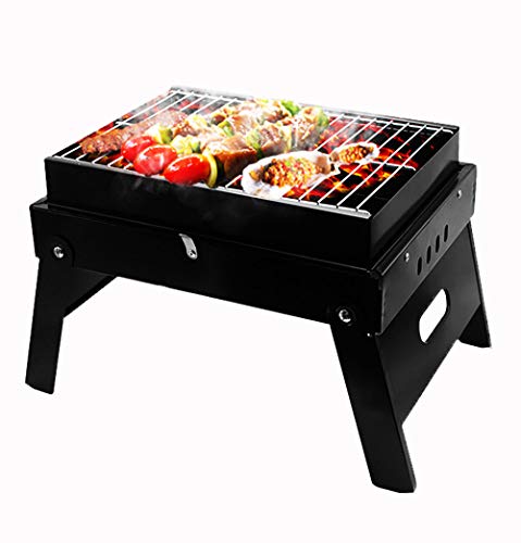 AlfaView Barbacoa Portátil Plegable, Parrilla de Carbón, BBQ Recubrimiento de Pintura Negra a Alta Temperatura, Prevenir El Óxido y Fácil de Limpiar, para Barbacoas en El Jardín, Picnic