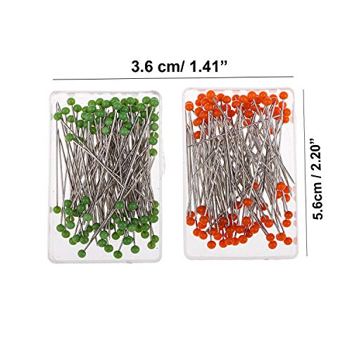 Alfileres de Costura (800 Piezas) - Colores Variados Cabeza de Vidrio Alfileres de Corte y Confección 3.5 cm Largo - Pernos de cabeza de vidrio para Acolchado y De Coser con Caja de Almacenamiento
