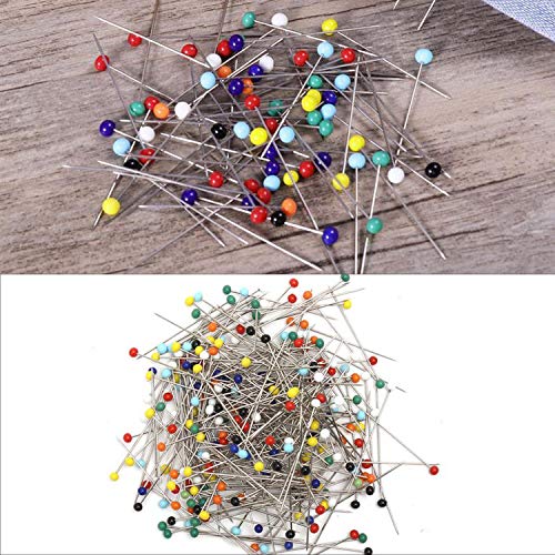 Alfileres de Costura (800 Piezas) - Colores Variados Cabeza de Vidrio Alfileres de Corte y Confección 3.5 cm Largo - Pernos de cabeza de vidrio para Acolchado y De Coser con Caja de Almacenamiento