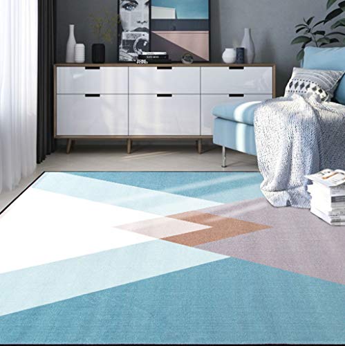 Alfombra Poliéster Sala de Estar Estera de la Mesa de café Dormitorio Rectangular Manta de la Cama Espesar Chelsea Hostel Alfombra (Color : Blue, Size : 160 * 230CM)