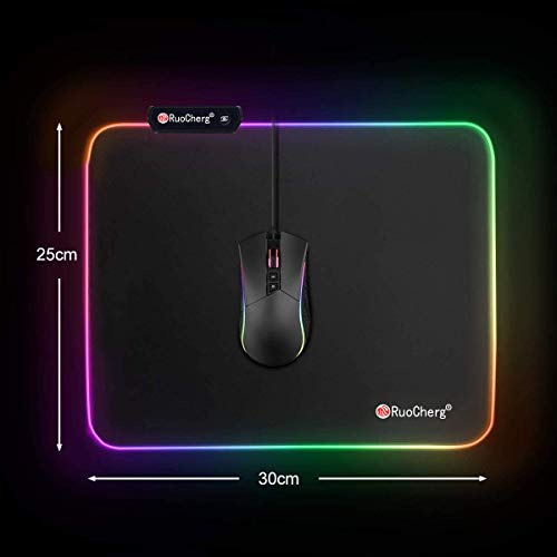 Alfombrilla Gaming, 30 x 25 x4 cm Alfombrilla Raton RGB, Impermeable con Base de Goma Antideslizante Mouse Pad para Gamers Ordenador, PC y Laptop