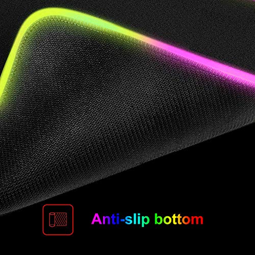 Alfombrilla Gaming, 30 x 25 x4 cm Alfombrilla Raton RGB, Impermeable con Base de Goma Antideslizante Mouse Pad para Gamers Ordenador, PC y Laptop
