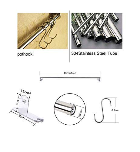 Alicemall Colgador de Toallas Multifuncional Bastidores Colgantes para Accesorios de Cocina y Baño Acero Inoxidable de 40 cm con 10 Ganchos