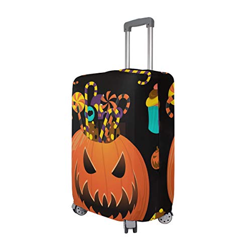 ALINLO Happy Halloween calabaza caramelo maleta equipaje maleta de viaje protector de 18 a 32 pulgadas