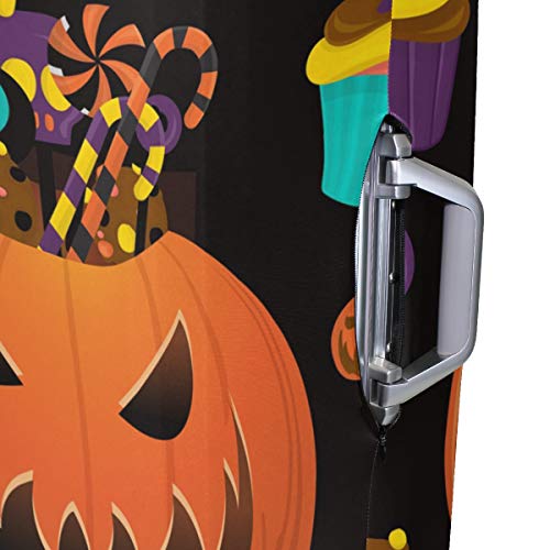 ALINLO Happy Halloween calabaza caramelo maleta equipaje maleta de viaje protector de 18 a 32 pulgadas
