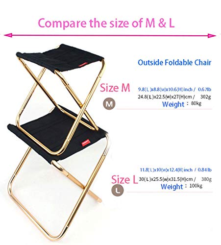 ALIXIN-Taburete de silla plegable portátil y liviano,asiento Oxford de aluminio para exteriores,para ,viajes,pesca,senderismo,jardín,picnic,barbacoa,taburete de playa,M-9.8 * 8.8 * 10.6in