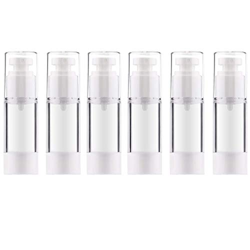 Alledominium, 6 botellas de bomba sin aire | rellenables vacías transparentes para bomba de loción de viaje contenedores/botellas de bomba de presión al vacío para base, esencia, loción (30 ml)