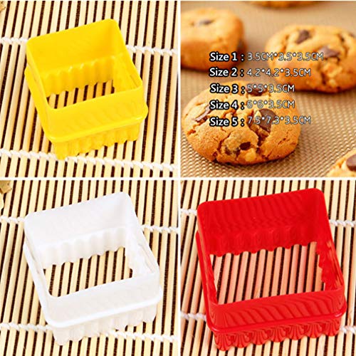Allforhome 5 Piezas Forma Cuadrada Cortador de Galletas Plastico Pastel Fondant Sugarcraft Galletas Molde De Mousse Multi-tamaño Fruta Vegetal Cortador de Sándwich por SamGreatWorld