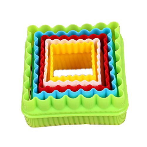 Allforhome 5 Piezas Forma Cuadrada Cortador de Galletas Plastico Pastel Fondant Sugarcraft Galletas Molde De Mousse Multi-tamaño Fruta Vegetal Cortador de Sándwich por SamGreatWorld