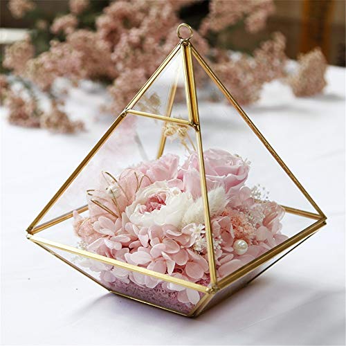 Allibuy-Festival Rosa eterna Invernadero de Cristal de joyería Cajas de Joyas Nunca marchitadas claveles Flores de Rose Regalo for el Día de la Madre símbolo significativo del Amor