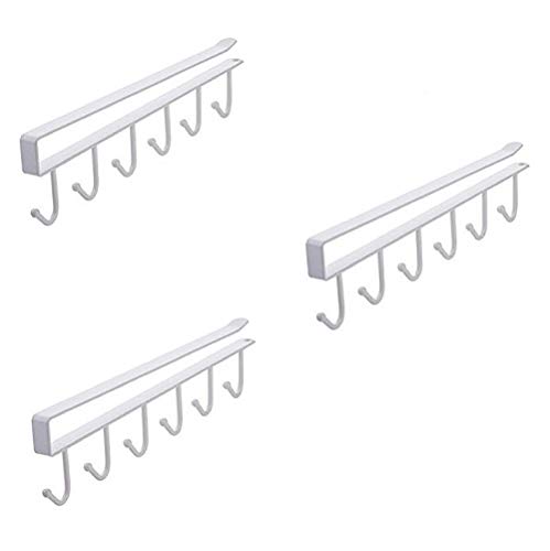 Alliebe 3 Pack Taza Taza tazas de vidrio de vino ganchos de almacenamiento ganchos cocina utensilios cinturones y bufanda colgante gancho estante soporte bajo armario(blanco)