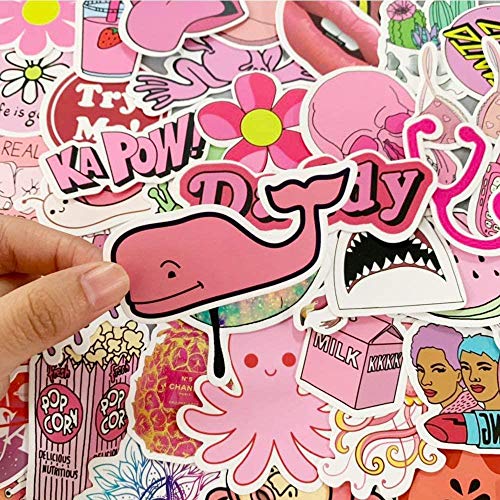 ALLIKING 100 Rosa de la Muchacha Pegatinas No Repitiendo Impermeable Desmontable para Maleta Travel Case Graffiti
