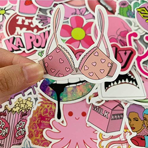 ALLIKING 100 Rosa de la Muchacha Pegatinas No Repitiendo Impermeable Desmontable para Maleta Travel Case Graffiti