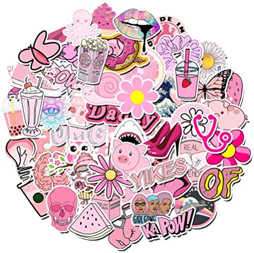 ALLIKING 100 Rosa de la Muchacha Pegatinas No Repitiendo Impermeable Desmontable para Maleta Travel Case Graffiti
