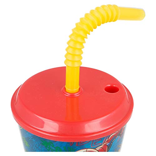 ALMACENESADAN 2521; Pack 2 Vasos con caña Easy Spiderman Red, Capacidad 430 ml; Producto de plástico; NO BPA