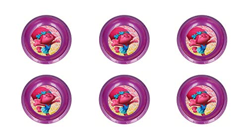 ALMACENESADAN Trolls, 0301, Pack de 6 Cuencos de plástico Reutilizables para Fiestas y cumpleaños (Trolls Platos)