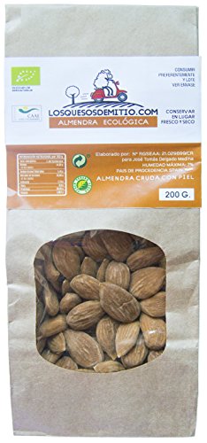 Almendras ecológicas cultivadas en España, crudas, sin sal añadida (frutos secos al natural, deliciosos y saludables, cuatro bolsas de almendra española, 800g), de Losquesosdemitio