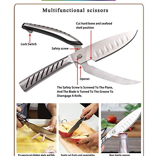 Alta calidad Acero Chicken Bone Fish Bone tijeras de cocina del cuchillo de cocina de tijera de alta calidad de múltiples funciones inoxidable del hogar Tijeras (Color : Kitchen Scissors)