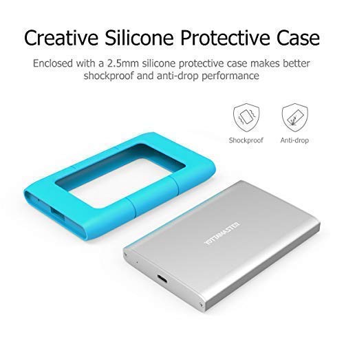 [Aluminio y UASP y SATA3.0] Yottamaster 2.5inch USB 3.1 Tipo C Caja/Cargador de Disco Duro Externo con 2.5mm Funda de Silicona 9.5mm / 7mm SATA HDD/SSD 2TB -Orange