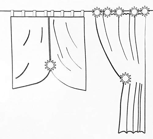 Alzapaños para Cortinas, Pinzas Decorativas para Cortinas, en Madera, Modelo Home Sweet Home, Color Blanco y Dorado, 2 Piezas