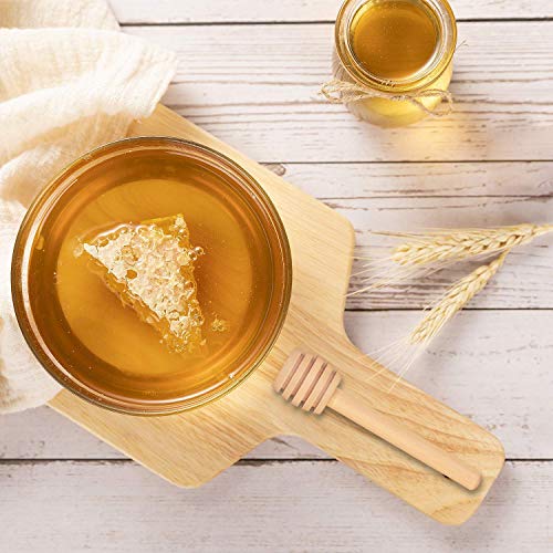 Amajoy - 50 cucharillas de té pequeñas de Madera para Miel con Tarjeta de Agradecimiento, Mini salero de Miel de 8 cm, Cuchara de Madera para Miel para Vasos de Miel para cosechas