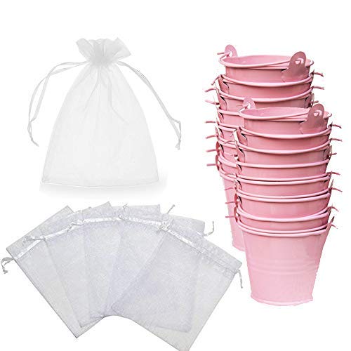 Amajoy - Lote de 30 cubos de metal con bolsa transparente para caramelos, recuerdos o regalos de boda