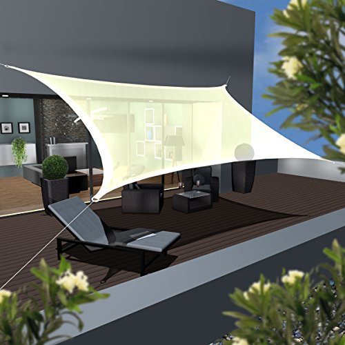 AMANKA Toldo UV - 6x4 HDPE Vela de Protección Solar Rectangular - Techo para Balcón Jardín Beige