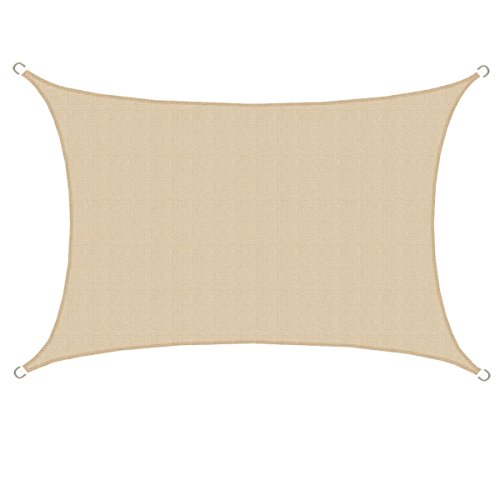 AMANKA Toldo UV - 6x4 HDPE Vela de Protección Solar Rectangular - Techo para Balcón Jardín Beige