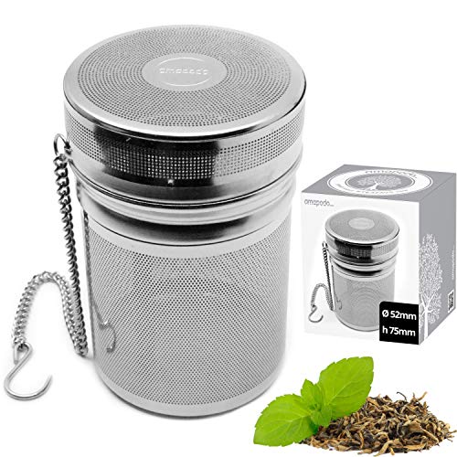 amapodo Teeei sin plástico para té suelto, taza térmica con cadena, colador de té, filtro grande de acero inoxidable
