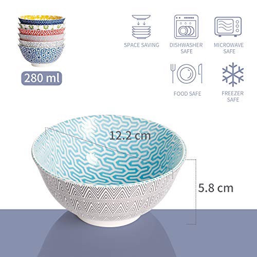 Amazingware - Cuenco de porcelana vintage (280 ml, para postre, helado, inmersión, 6 unidades)