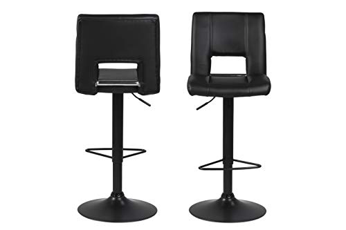 Amazon Brand - Movian Sarnen - Juego de 2 taburetes de bar, 52 x 41,5 x 115 cm, negro