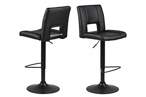 Amazon Brand - Movian Sarnen - Juego de 2 taburetes de bar, 52 x 41,5 x 115 cm, negro