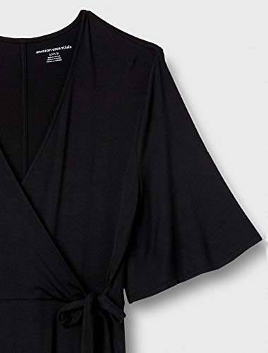 Amazon Essentials Kimono Vestido Envolvente de Manga Dresses, Negro, US L (EU L - XL)