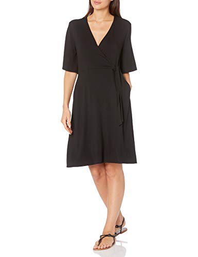 Amazon Essentials Kimono Vestido Envolvente de Manga Dresses, Negro, US L (EU L - XL)