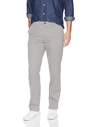 Amazon Essentials - Pantalones elásticos informales con corte recto para hombre, Gris (Light Grey), 30W x 30L