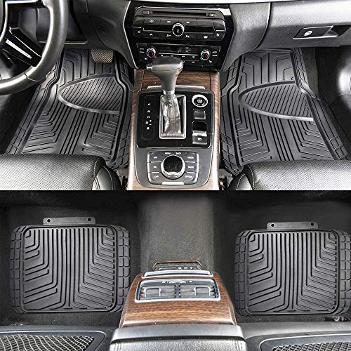 AmazonBasics - Alfombrilla de goma para coches, todocaminos y camiones hecha para todas las estaciones, negra (4 unidades)