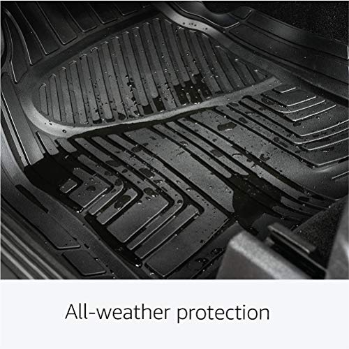 AmazonBasics - Alfombrilla de goma para coches, todocaminos y camiones hecha para todas las estaciones, negra (4 unidades)