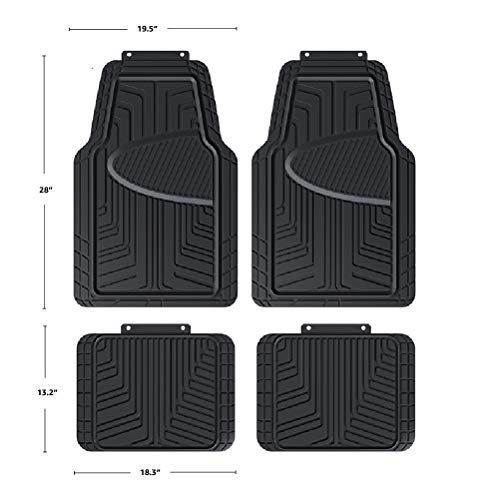 AmazonBasics - Alfombrilla de goma para coches, todocaminos y camiones hecha para todas las estaciones, negra (4 unidades)