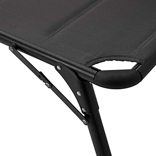 AmazonBasics Aluminium Folding Sun Lounger with Canopy,Three-Legged Lounger with Quick Dry Foam Wrap Shawl,5 Adjustable Positions,Grey