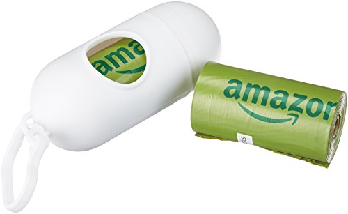 AmazonBasics - Bolsa mejorada para heces de perro con aditivos EPI y dispensador y pinza para correa - 270 unidades, pepino