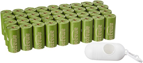 AmazonBasics - Bolsa mejorada para heces de perro con aditivos EPI y dispensador y pinza para correa - 540 unidades, mango brasileño