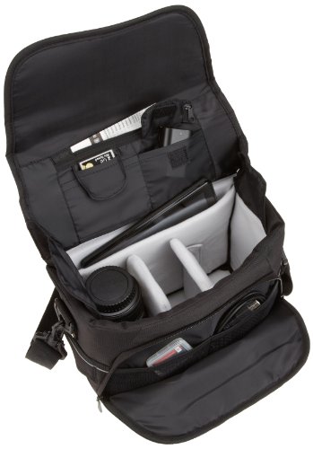 AmazonBasics - Bolsa para cámaras DSLR y accesorios (tamaño mediano, interior de color gris), color negro