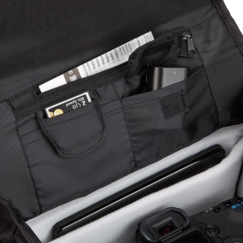 AmazonBasics - Bolsa para cámaras DSLR y accesorios (tamaño mediano, interior de color gris), color negro
